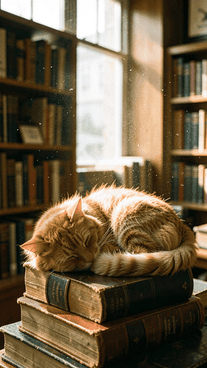 Cozy Bookshop Cat